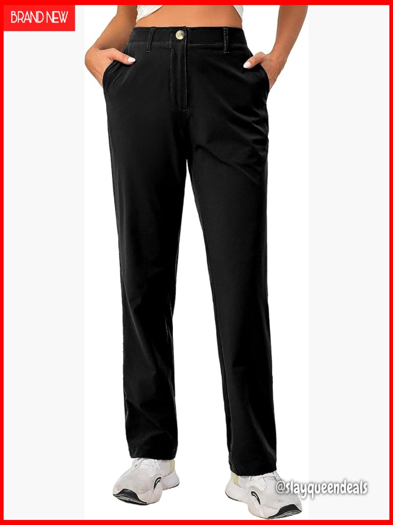 Women's Golf Stretch Pants Quick Dry Straight Leg Slacks With Pockets